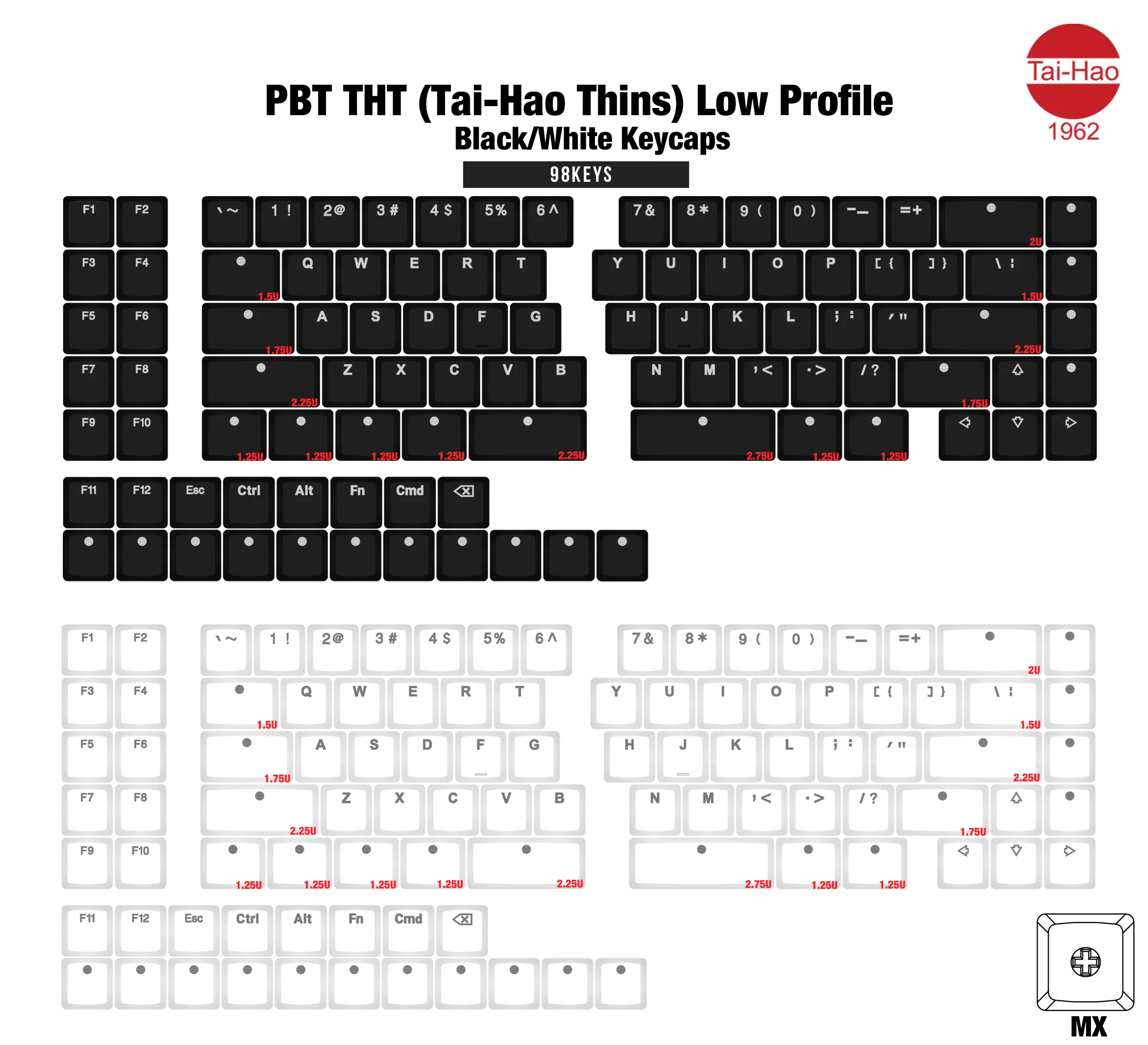 Tai-Hao THT Low-Profile MX 98-Key Keycap Set - Image 6